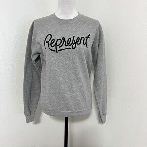 Represent Unisex Long Sleeve Youth XL Gray Crewneck Sweatshirt Gildan Casual EUC